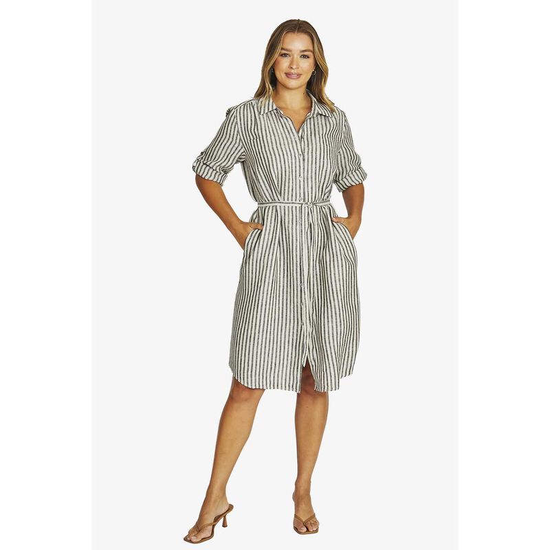 Jump Striped Linen Dress image number 3